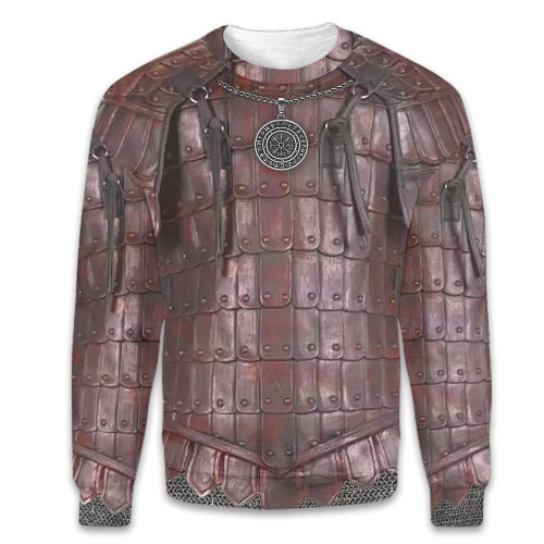 Viking Old Rusty Leather Nordic Armor Vegvisir All Over Print Sweatshirt