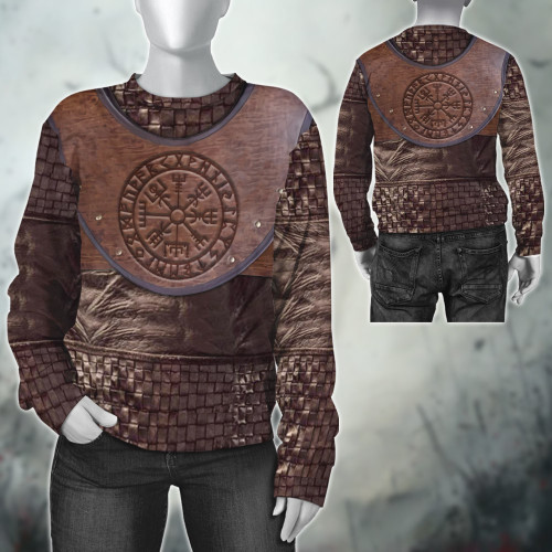 Viking Wood And Rattan Old Norse Armor Vegvisir All Over Print Sweatshirt