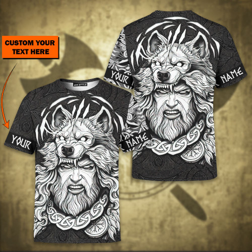 Viking Skull Old Norse Warrior With Wolf Hat Customized All Over Print T-Shirt