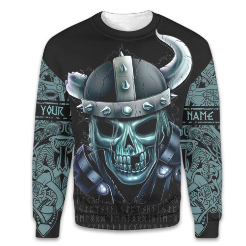 Viking Warrior Victory Or Valhalla Broken Horn Skull Customized All Over Print Sweatshirt