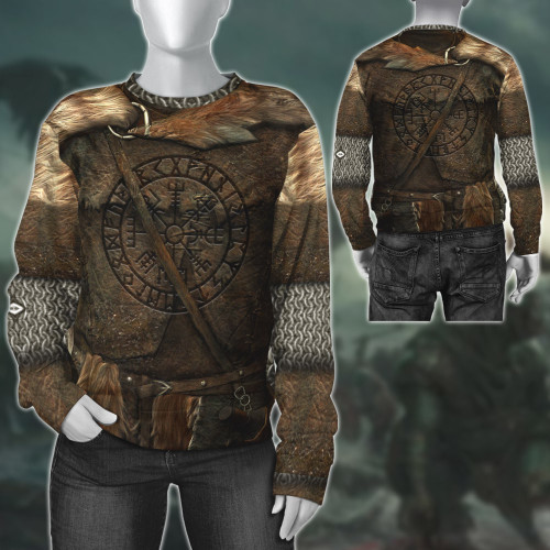 Viking Warrior Fur And Leather Nordic Armor Costume All Over Print Sweatshirt