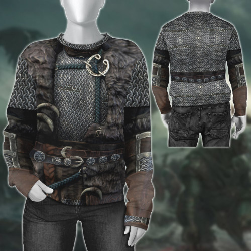 Viking Warrior Chain Metal And Wolf Fur Nordic Armor Costume All Over Print Sweatshirt