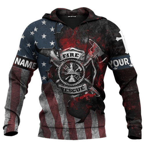 Jesus Firefighter American Flag Customized 3D All Over Printed Shirt