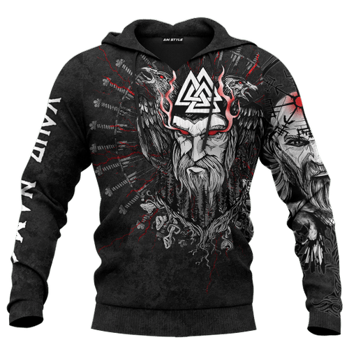 Viking All Father Odin Grey Colour Customized 3D All Over Printed hoodie