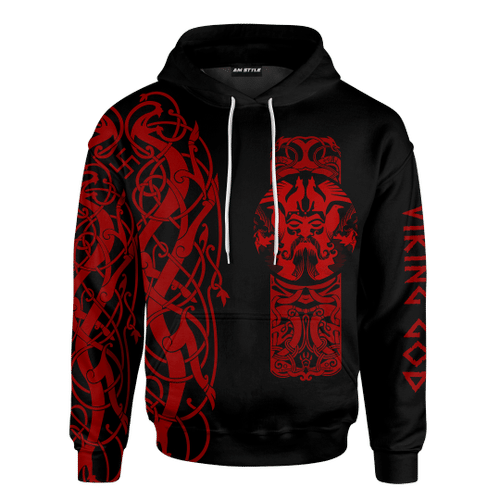 Viking The All Father Odin God Red Colour Customized 3D All Over Printed hoodie