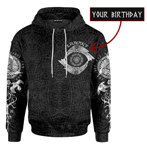 Viking Raven And Odin'S Eye Black Customized 3D All Over Printed hoodie