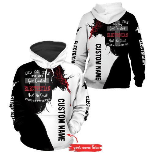 God created electrician jesus all over printed customized hoodie