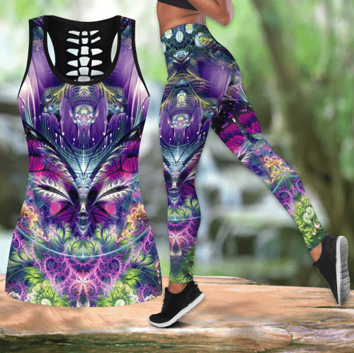 Premium Egypt Butterfly Purple Color Combo Outfit Tanktop and Legging For Women