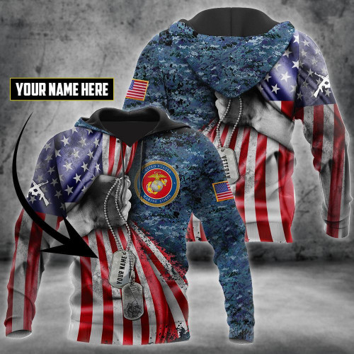 Us Marine Corps Tag Custom Name 3D Shirts For Men And Women