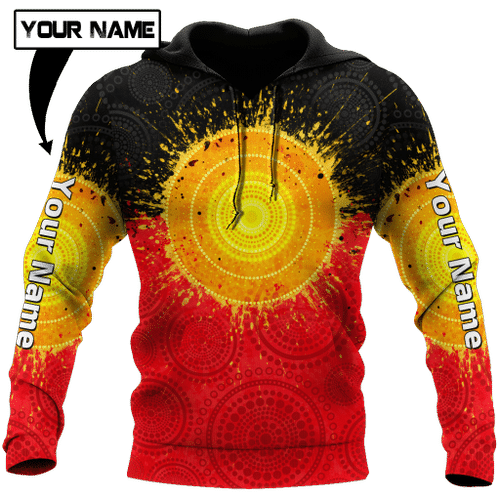 Custom Name Aboriginal Flag Indigenous Sun Painting Art 3D Design hoodie