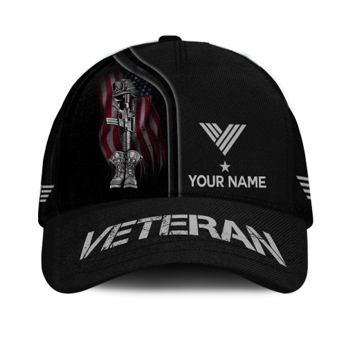 Veteran Classic Cap American Soldiers And Flag Of USA Personalized 3D Classic Cap