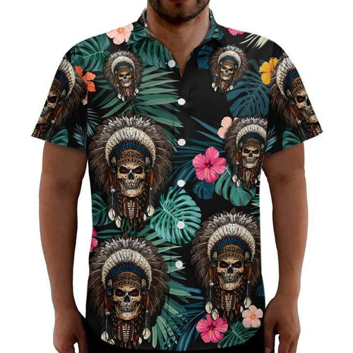 Native American Skull Native Tropical Hawaiian Shirt Hoodifize