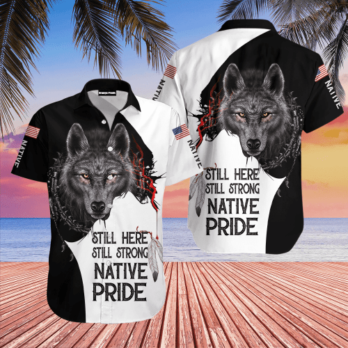 Native American Wolf - Native Pride Hawaiian Shirt Hoodifize
