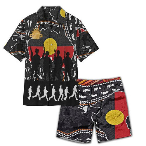 Anzac Day Australian Aboriginal Art Hawaiian Shirt Set Unisex Hoodifize