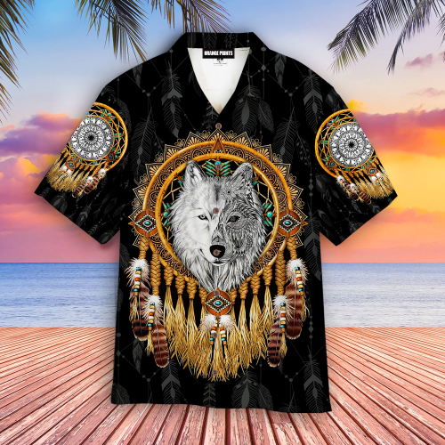 Native American Mandala Dreamcatcher Native Wolf Hawaiian Shirt Hoodifize