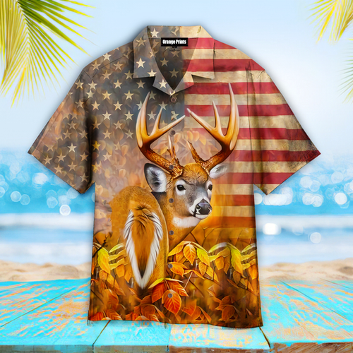 American Flag Deer Hunting Hawaiian Shirt Hoodifize
