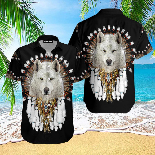 Wolf Native American Hawaiian Shirt Hoodifize