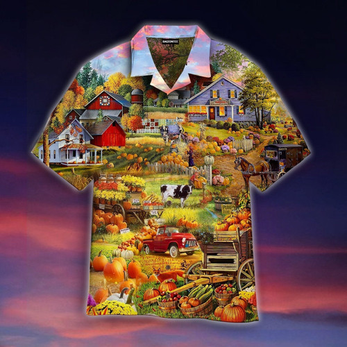Pumpkin Havest Time Farmer Halloween Hawaiian Shirt Hoodifize