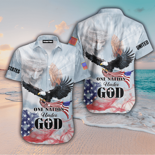 Eagle Patriot One Nation Under God Christian Jesus Hawaiian Shirt Hoodifize