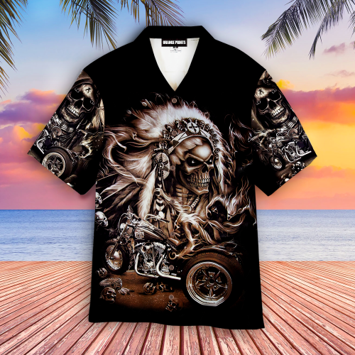 Native Skull Motorcycle Hawaiian Shirt Hoodifize