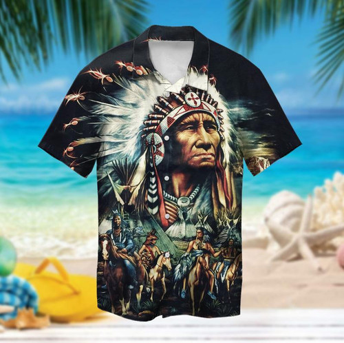 Native American Chief Warrior Hawaiian Shirt Unisex Hoodifize