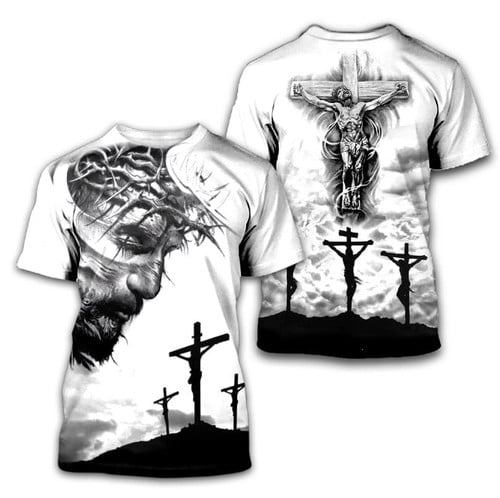 Jesus Christ with God Tattoo 3D All Over Printed Shirts for Men and Women