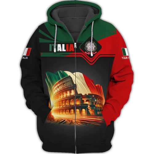 Colosseum Italy Personalized Name 3D Full Print Zipper Hoodie Gift For Italy Lovers