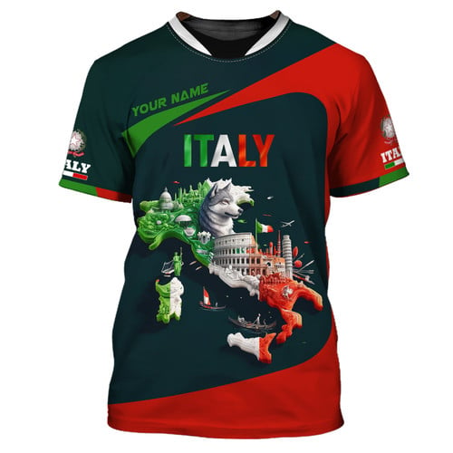 Love Italy Personalized Name 3D Shirt Custom Gift For Italy Lovers