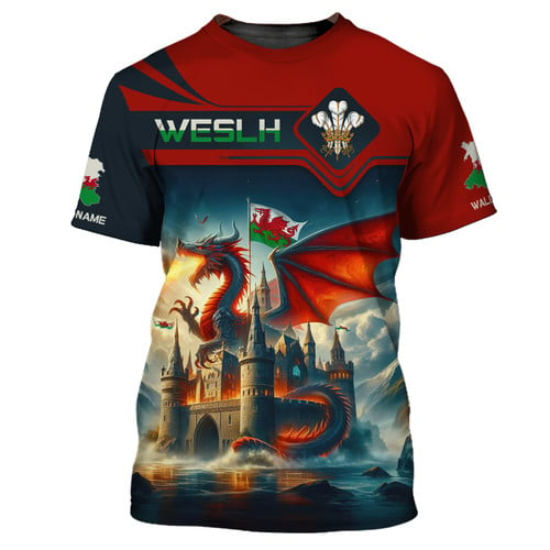 Love Wales 3D Full Print Shirt Dragon Wales Shirt Gift For Wales Lovers
