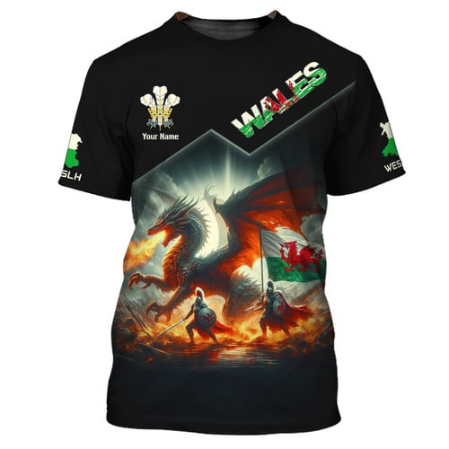 Dragon Fighting 3D Full Print Wales Shirt Custom Gift For Wales Lovers