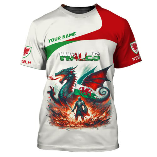 Dragon Wales With Knight Personalized Name 3D Shirt Gift For Wales Lovers