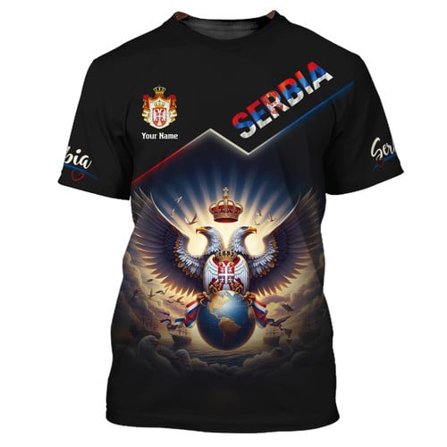 Serbia Eagle Custom Name 3D Full Print Shirt Gift For Serbia Lovers
