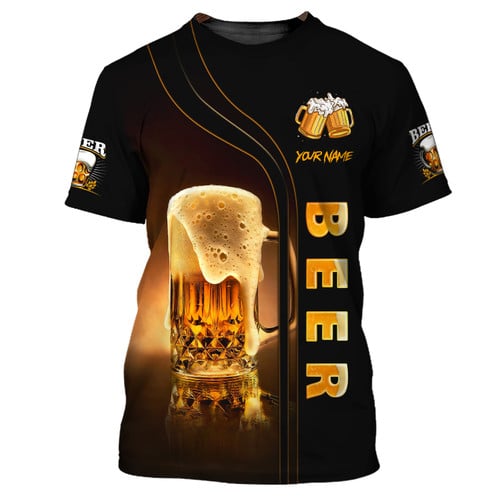 Love Beer 3D Custom Name Shirt Personalized Gift For Beer Lovers