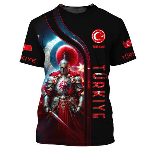 Knight Türkiye Custom Name 3D Full Print Gift For Türkiye Lovers