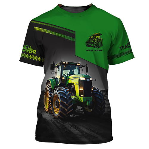 Tractor Custom Tee Shirt Gift For Farmers Tractor 3D Shirt Green