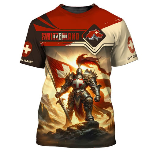 Switzerland Flag 3D Shirts Switzerland Knight Custom Tshirts