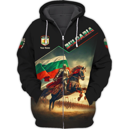 Bulgaria Custom Zipper Hoodie Bulgary Flag Knight 3D Zipper Hoodie