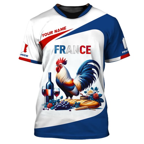 Rooster France Personalized Name 3D Shirt Custom Name Gift For France Lovers