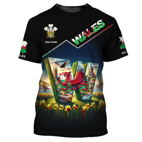 Wales Life Shirt W Text Love Wales Custom Name 3D Shirt Gift For Wales Lovers