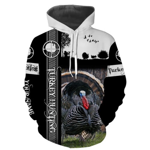 Beautiful Wild Turkey Hunting Customized Name 3D All Over Print Camo Hoodie