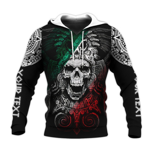 Customized Personalised Mexico Hoodie Skull Eagle Aztec