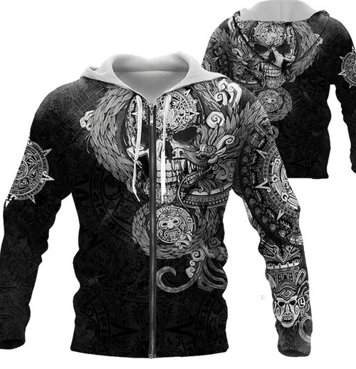 Viking Clothing Aztec Calendar Skull Dragon 3D Hoodie All Over Print