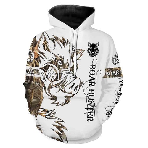 Boar Hunting Orange Tattoo Camo Hunting Clothes Skull Customize Name 3D All Over Printed Hoodie