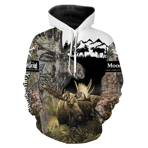 Moose Hunting Custom Name 3D All Over Print Hoodie Personalized Hunting Gift