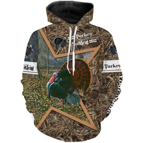 Custom Turkey Hunting Full Printing Hoodie, Camo Long Sleeves, Hoodie, Best Hunting Gift For Men, Women And Kid Hoodie