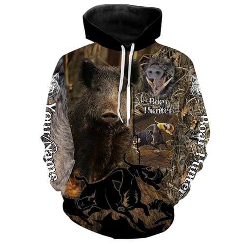 Boar Hunting Personalized Name 3D All Over Print Hoodie Gift for Men and Women