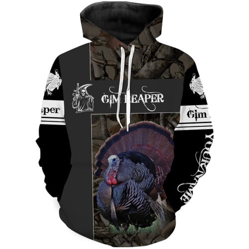Grim Reaper Turkey Hunting Camo Full Printing Hoodie, Personalized Turkey Hunter Hoodie
