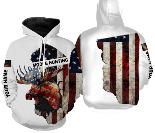 Moose Hunting American Flag Legend Moose Hunter 3D Hoodie Personalized Moose Hoodie, Moose Hunting Hoodie, Moose Hunting Jacket, Moose Sweat For Men, Women, Kid