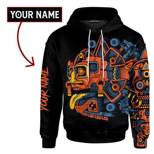 Aztec Mexica Sun God Mexican Mural Art Customized 3D All Over Printed Hoodie