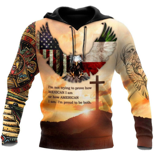 Mexico America Flag On Eagle Wings Jesus All Over Printed Hoodie